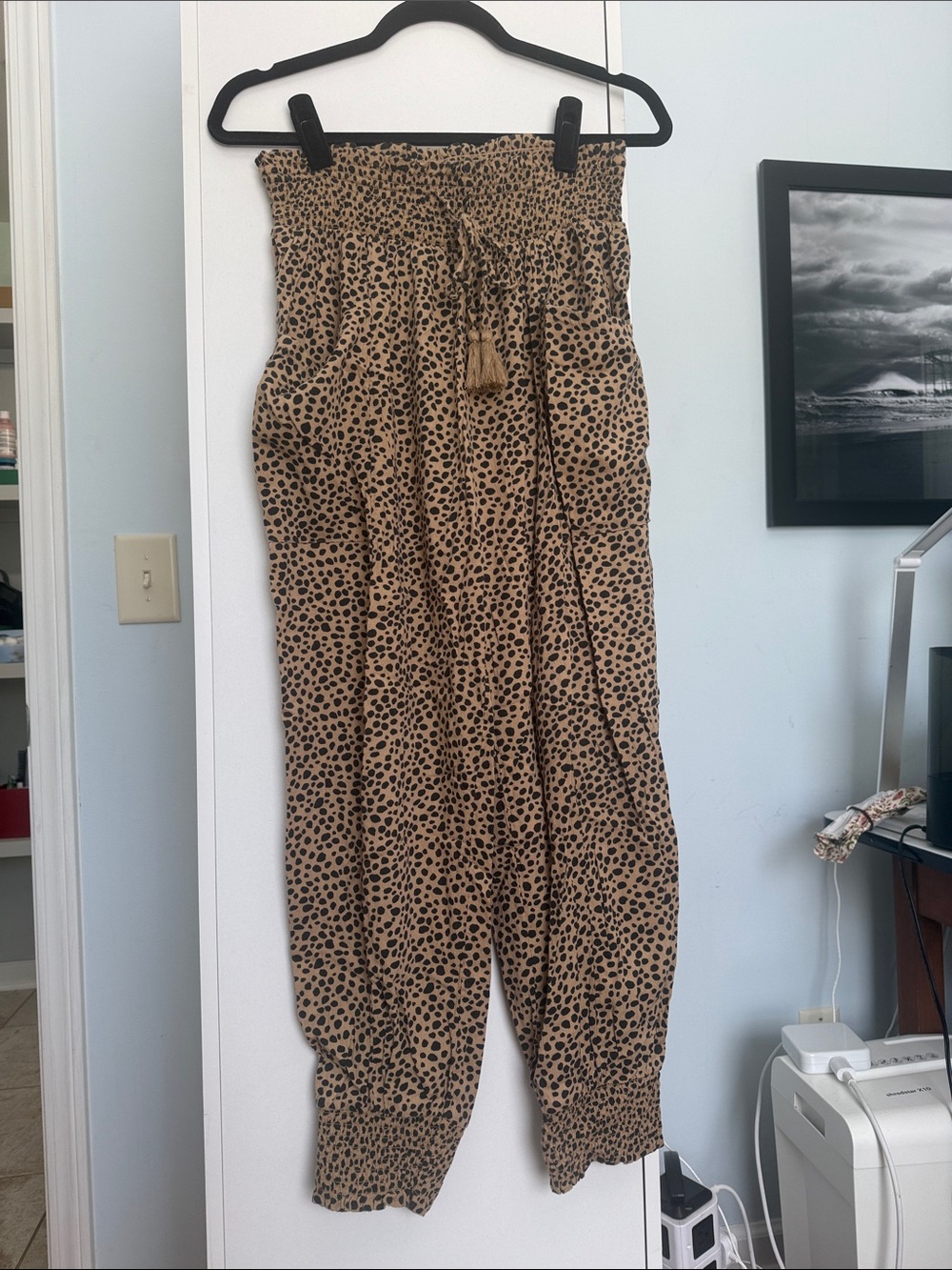aerie Tan Leopard-Print Harem Joggers